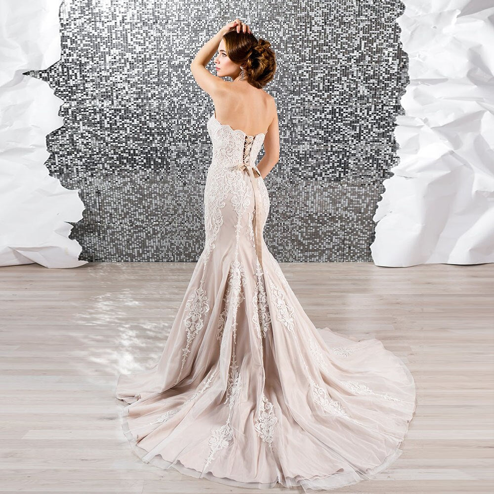 Sweetheart Neck Lace Up Back Appliques Mermaid Wedding Dresses Plus Size  Vestido De Noiva Sereia - LiveTrendsX