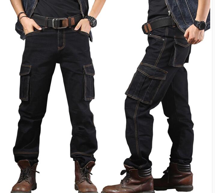 Men Jeans Straight Cargo Trousers Casual Cotton Overalls Mens Fashion Loose Seasons Men's Jeans Plus Size - LiveTrendsX
