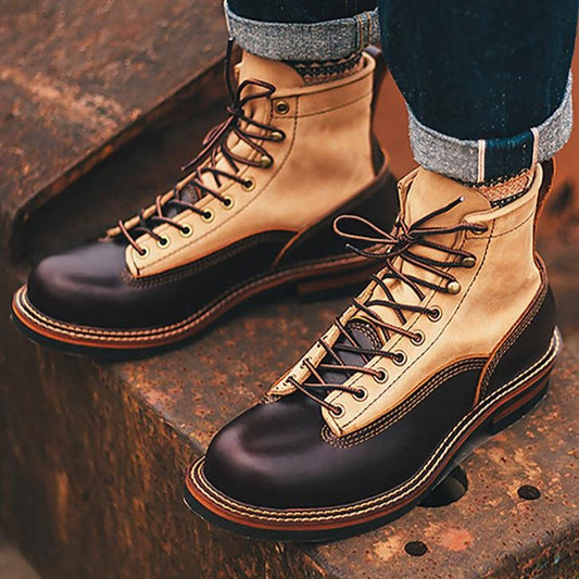 Men's color matching shoes high-end wings quality motorcycle men's boots singer knight punk shoes men - LiveTrendsX