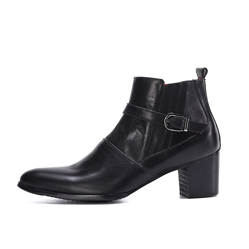 Man High Heel Boots Pointed Toe Dress Shoes