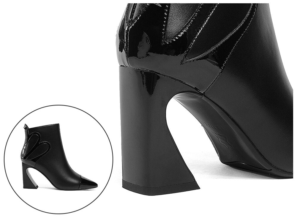 Fashion Design Boots Special Square Heel High Quality Genuine Leather Sexy Pointed Toe Shoes New Women's Boots - LiveTrendsX