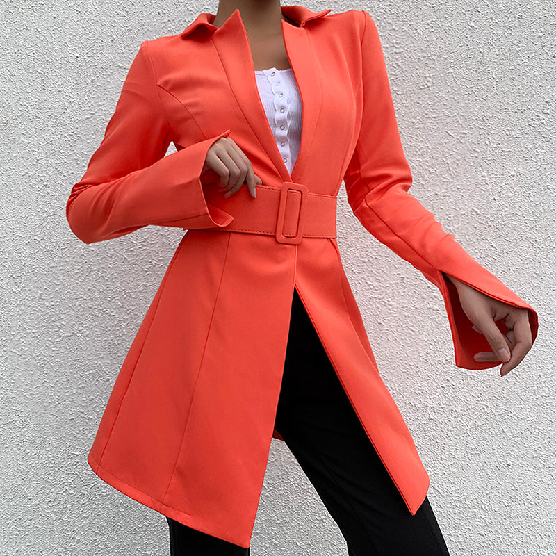 Chic white  women blazer Autumn With Belt office ladies lattice suit outerwear Casual work female blazer coat - LiveTrendsX