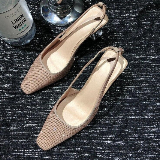 spring new fashion sexy women pumps outside high heels sheepskin crystal square toe women shoes size 34-39 - LiveTrendsX
