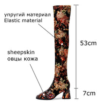 Load image into Gallery viewer, new genuine leather Elastic material high quality women boots floral girls long boots Autumn Winter fashion boots - LiveTrendsX
