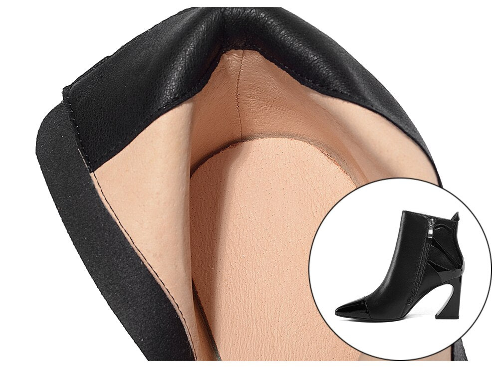 Fashion Design Boots Special Square Heel High Quality Genuine Leather Sexy Pointed Toe Shoes New Women's Boots - LiveTrendsX