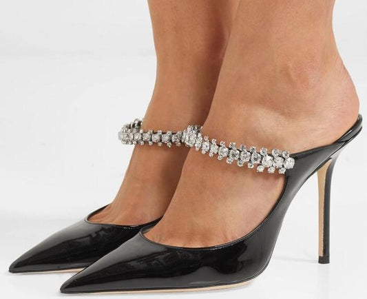 Pointed Toe Black White Leather Party Wedding Shoe