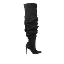 Load image into Gallery viewer, Woman Pleated High Heels Thigh High Boots
