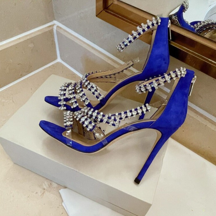 Crystal High Heels Sandals Women Rhinestone Cut Outs Wedding Shoes