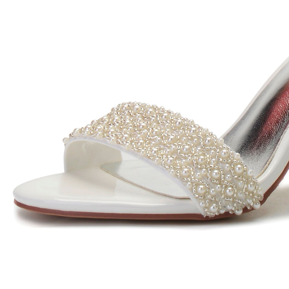 High Heels PU Pearls Wedding Sandals Shoe for Bride