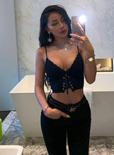 Load image into Gallery viewer, Sexy Lace Strap Backless Short Women Crop Top Nightclub Solid Black Lace Up Summer Beach Boho Women Camis Top Tank Top - LiveTrendsX
