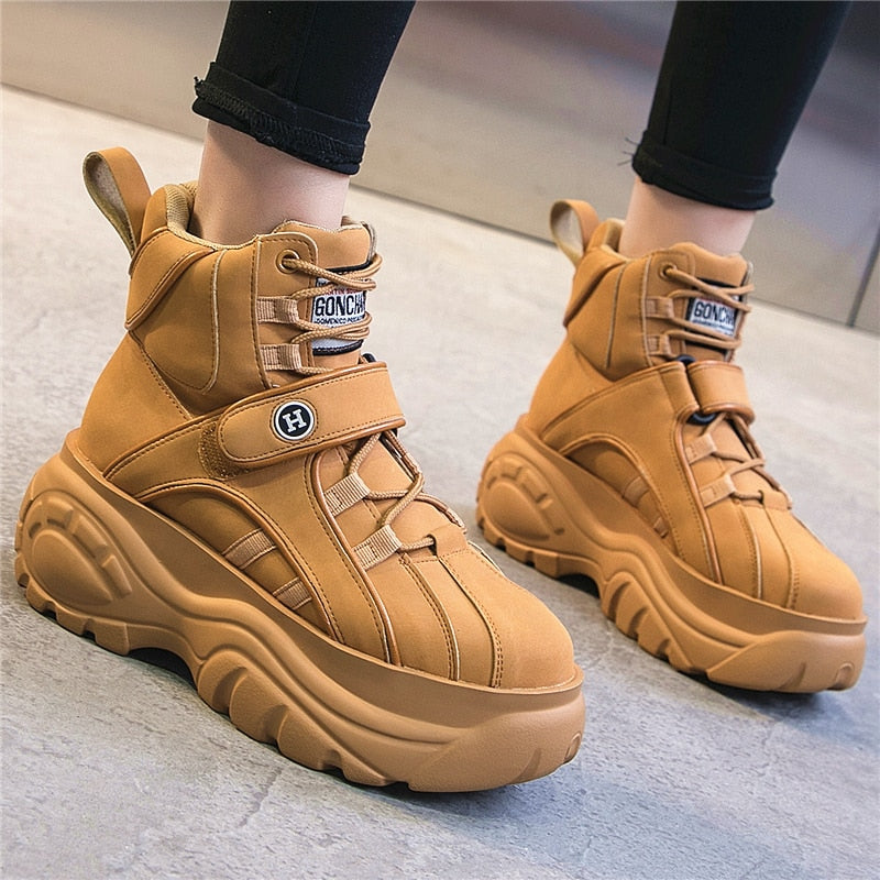 Women's Platform Sneakers Fashion Brand Women Chunky Sneakers Comfort  Casual Woman Dad Shoes Ladies Footwear Yellow - LiveTrendsX