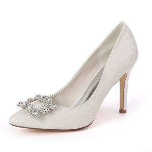 Elegant lace bridal heels pointed toe lady pumps