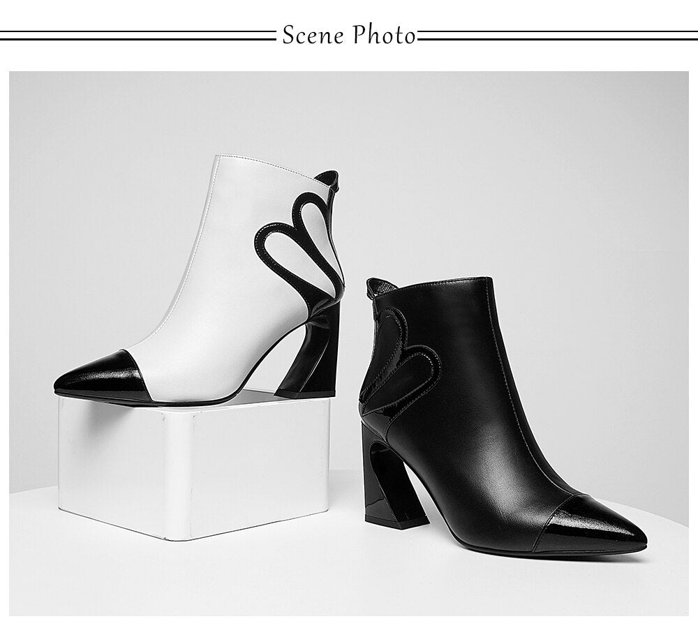 Fashion Design Boots Special Square Heel High Quality Genuine Leather Sexy Pointed Toe Shoes New Women's Boots - LiveTrendsX