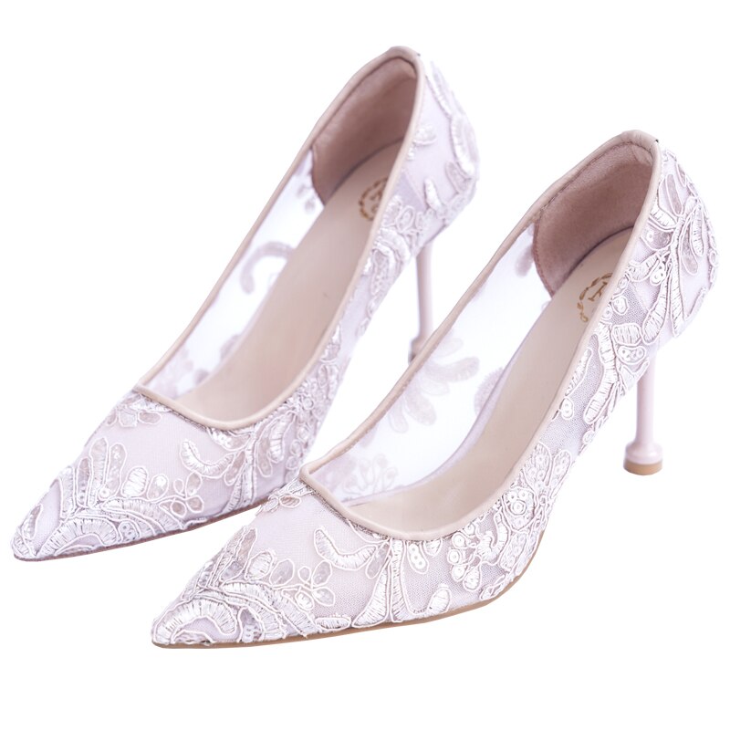 Light Cloud Embroidery High Heels Women Wedding Shoes