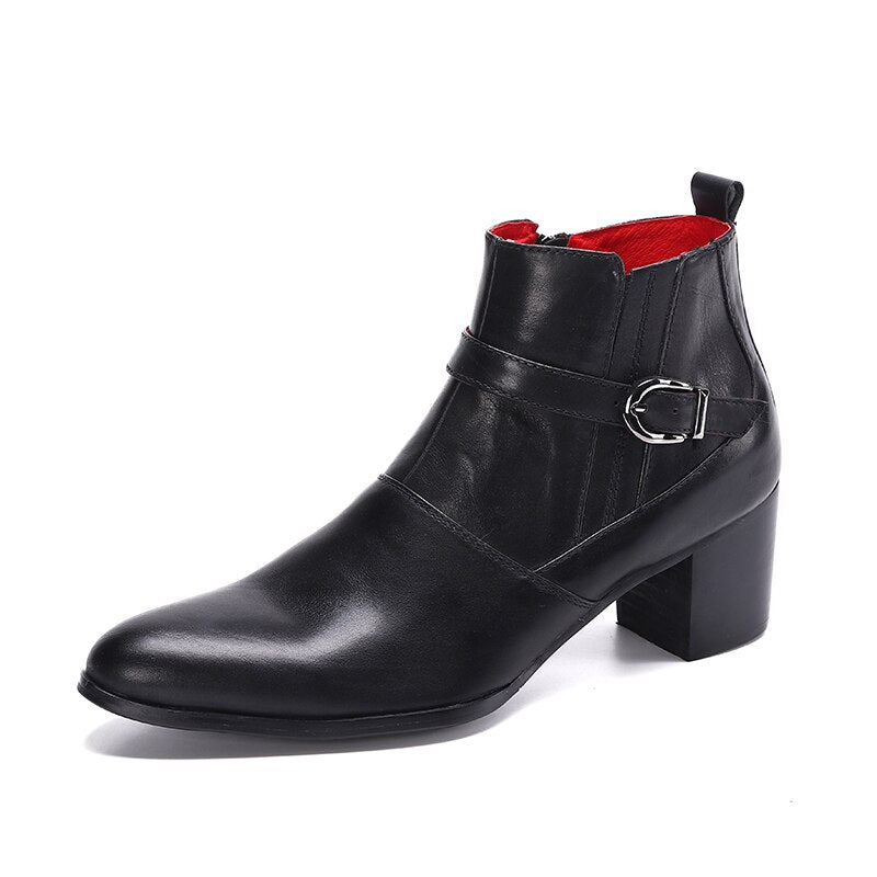 Man High Heel Boots Pointed Toe Dress Shoes