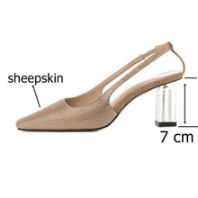 Load image into Gallery viewer, spring new fashion sexy women pumps outside high heels sheepskin crystal square toe women shoes size 34-39 - LiveTrendsX

