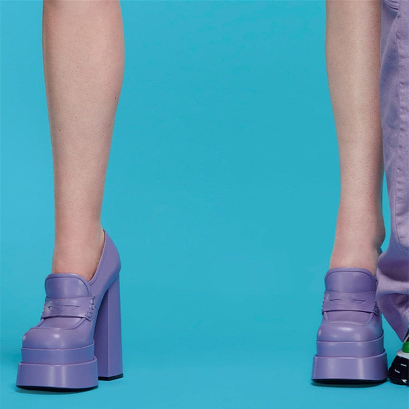 Women Waterproof Heels Pumps Platform Slip-On Shoes