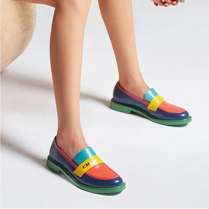 Women Round Toe Slip On Penny Loafers