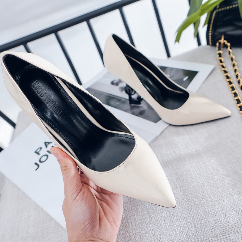 Novelty Strange Style Heels Pumps Women Genuine Leather Sexy Symbol In Heels Pointed Toe Shallow Super Heels Women Shoes Party - LiveTrendsX
