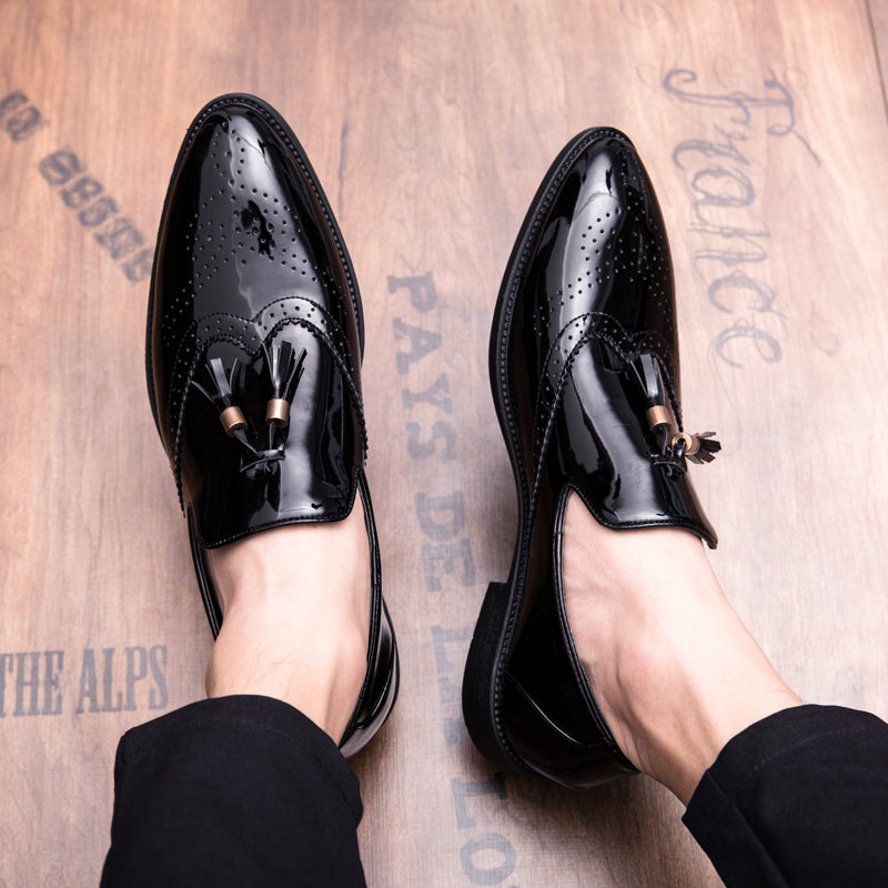 Hot  Men Tassel Pointed Men Formal Shoes Comfortable Loafers Male Wedding Party Flat Shoes Plus Size 38-47 Drop shipping - LiveTrendsX