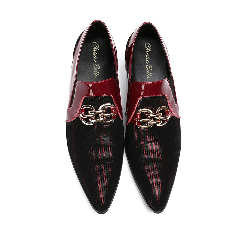 Mens Genuine Leather Red Party Wedding Formal Shoes
