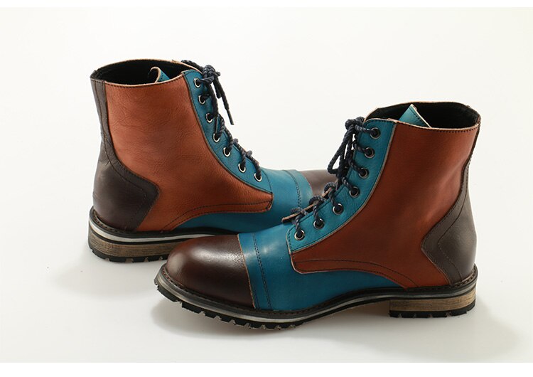 Men's Leather Suede Lace-Up Martin Boots - LiveTrendsX made-to-order fit view 4