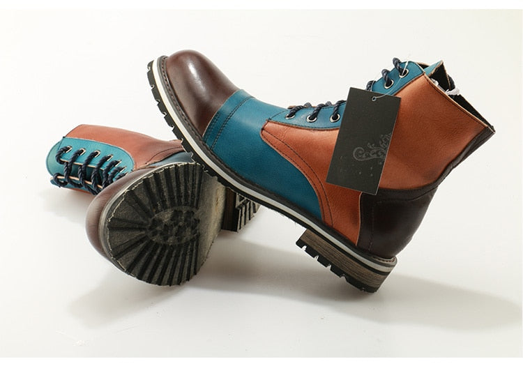 Men's Leather Suede Lace-Up Martin Boots - LiveTrendsX made-to-order fit view 5