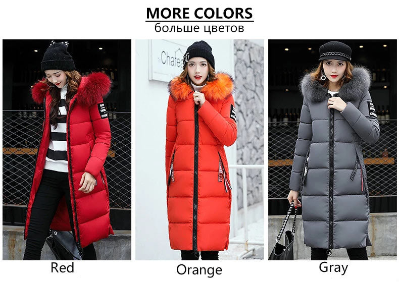 Winter jacket women high quality down coat female  long slim solid color female Jackets zip fur collar women down Jacket - LiveTrendsX