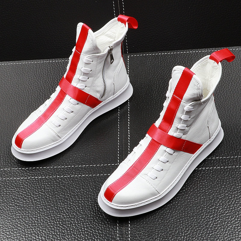 Men Fashion Ankle Boots Spring Autumn Leather Thick Bottom Men High Top Shoes Leisure Hip-hop Boots Botas Hombre - LiveTrendsX