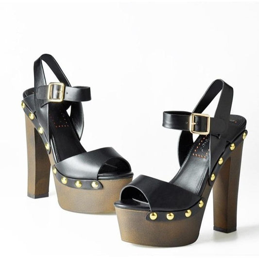 shoes sandals wedges shoes for women high heels peep toe ankle strap platform sandals with rivet zapatos mujer - LiveTrendsX