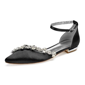 Lady pointed toe flats ankle strap evening dress shoes