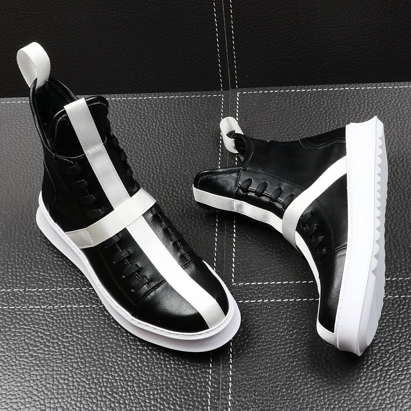 Men Fashion Ankle Boots Spring Autumn Leather Thick Bottom Men High Top Shoes Leisure Hip-hop Boots Botas Hombre - LiveTrendsX