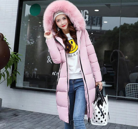 Winter jacket women high quality down coat female  long slim solid color female Jackets zip fur collar women down Jacket - LiveTrendsX