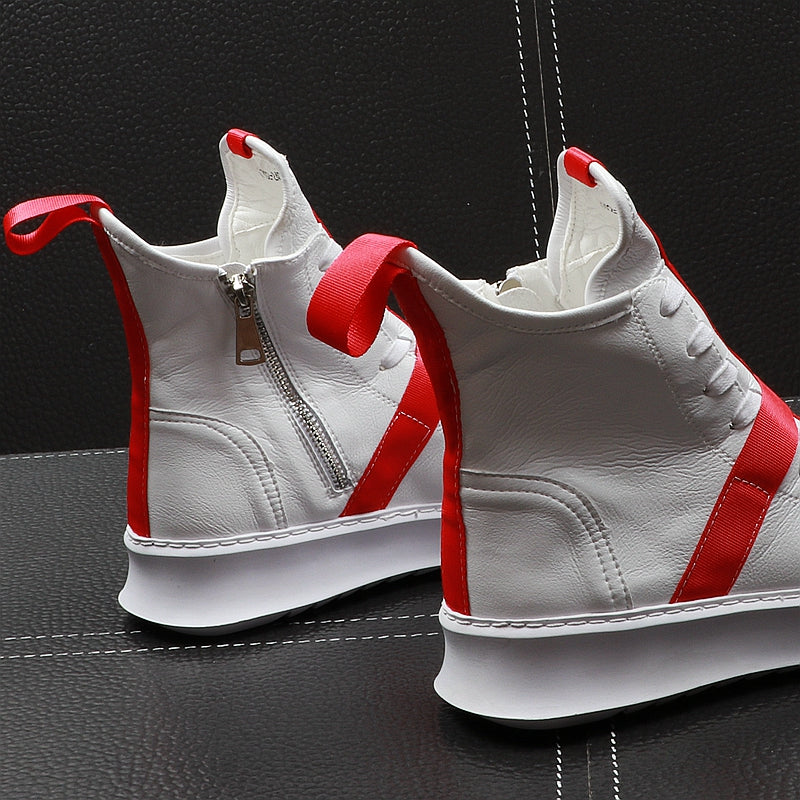 Men Fashion Ankle Boots Spring Autumn Leather Thick Bottom Men High Top Shoes Leisure Hip-hop Boots Botas Hombre - LiveTrendsX