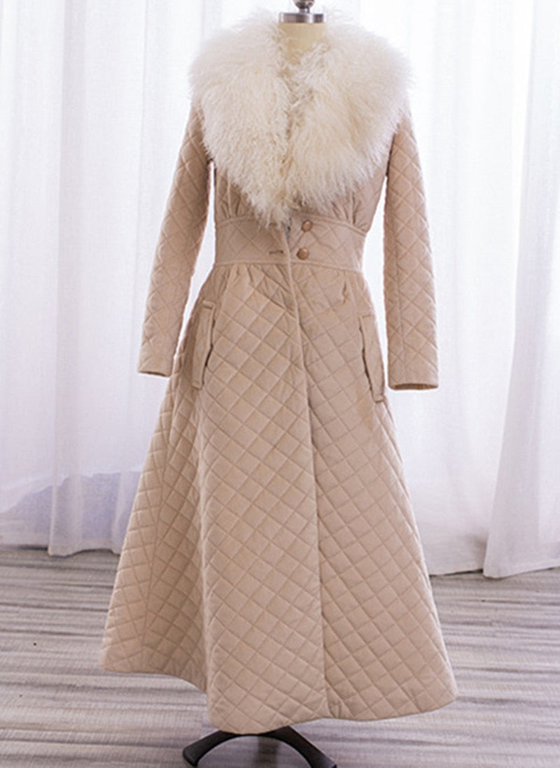 Big Fur Collar Winter Cotton Coat X-Long Slim Women Winter Jacket 2020 New Auttum Winter Fashion Pockets Parkas 69095 - LiveTrendsX