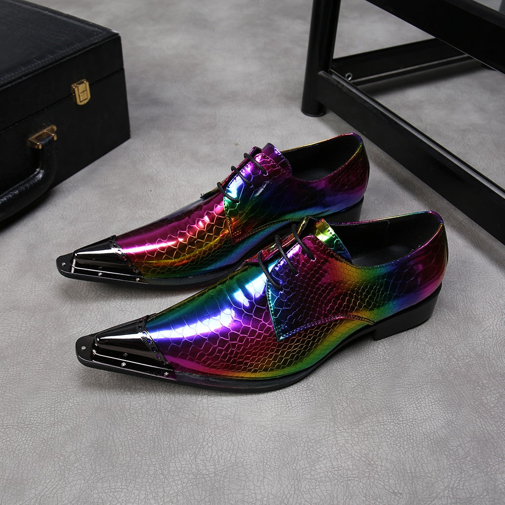 New Laser Multicolour Party Men Oxford Shoes Real Leather Wedding Formal Shoes Lace Up Dress Shoes Male Brogues - LiveTrendsX