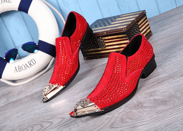 Rhinestone Men Party Leather Shoes Wedding Prom Dress Shoes Male Pointed Toe Formal Shoes Big Size - LiveTrendsX
