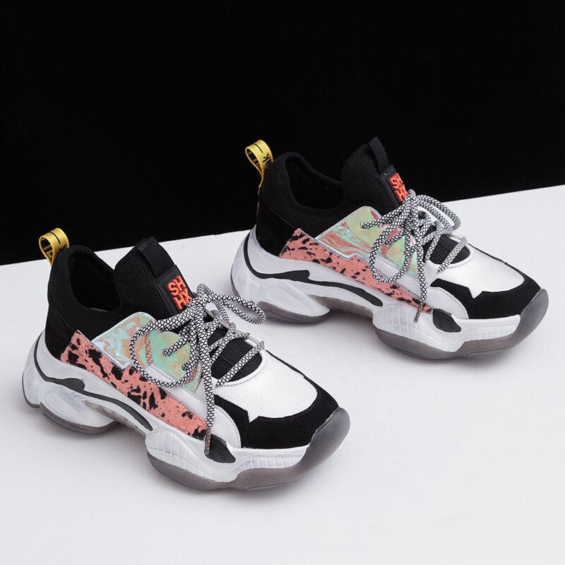 Horsehair Chunky Sneakers Women Plus Size 35-42 Genuine Leather Women Sneakers Summer Breathable Platform Shoes Woman - LiveTrendsX