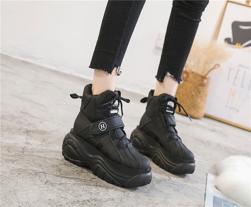 Women High Platform Sneakers  Brand Fashion Design Women Chunky Trainers Ladies Shoes Casual Woman Footwear Silver - LiveTrendsX