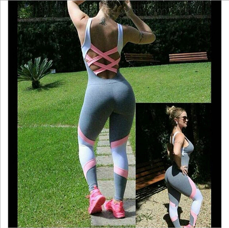 Fashion Yoga Set Women Gym Sporting Playsuit Clothing Exercise Top Jumpsuit Running Sportswear Soft Yoga Leggings - LiveTrendsX