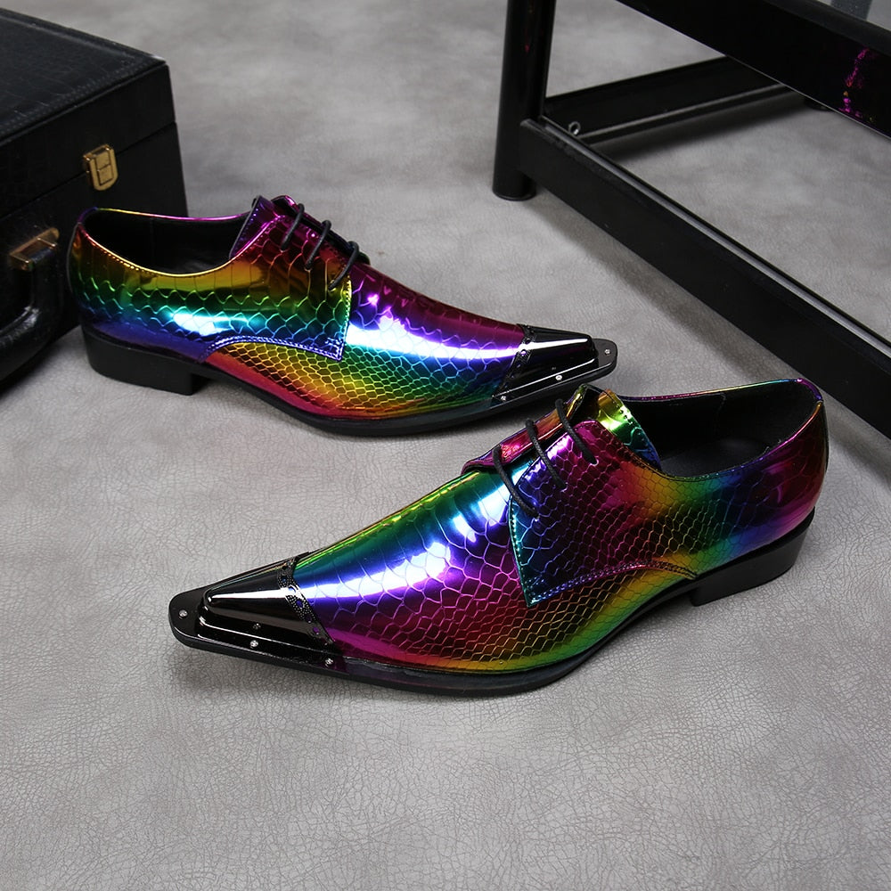 New Laser Multicolour Party Men Oxford Shoes Real Leather Wedding Formal Shoes Lace Up Dress Shoes Male Brogues - LiveTrendsX