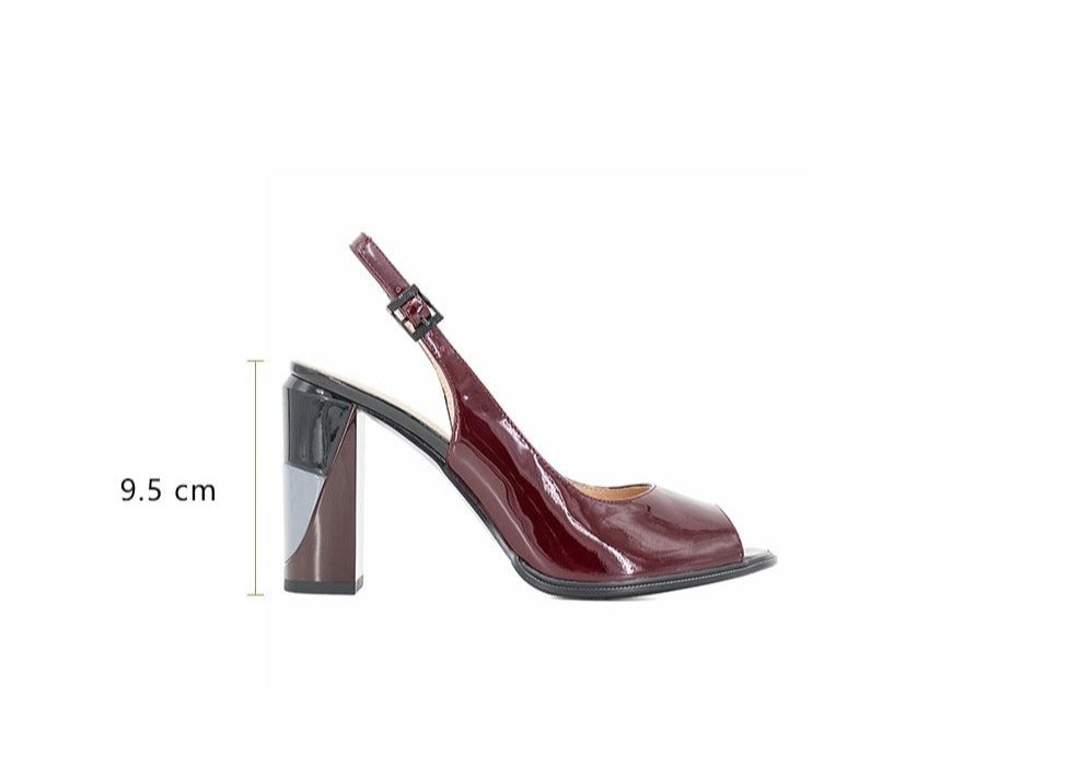 Lady Shoes Peep Toe Sandals Handmade Pumps Elegant Square High Heel solid Patent Leather Autumn Women Shoes - LiveTrendsX