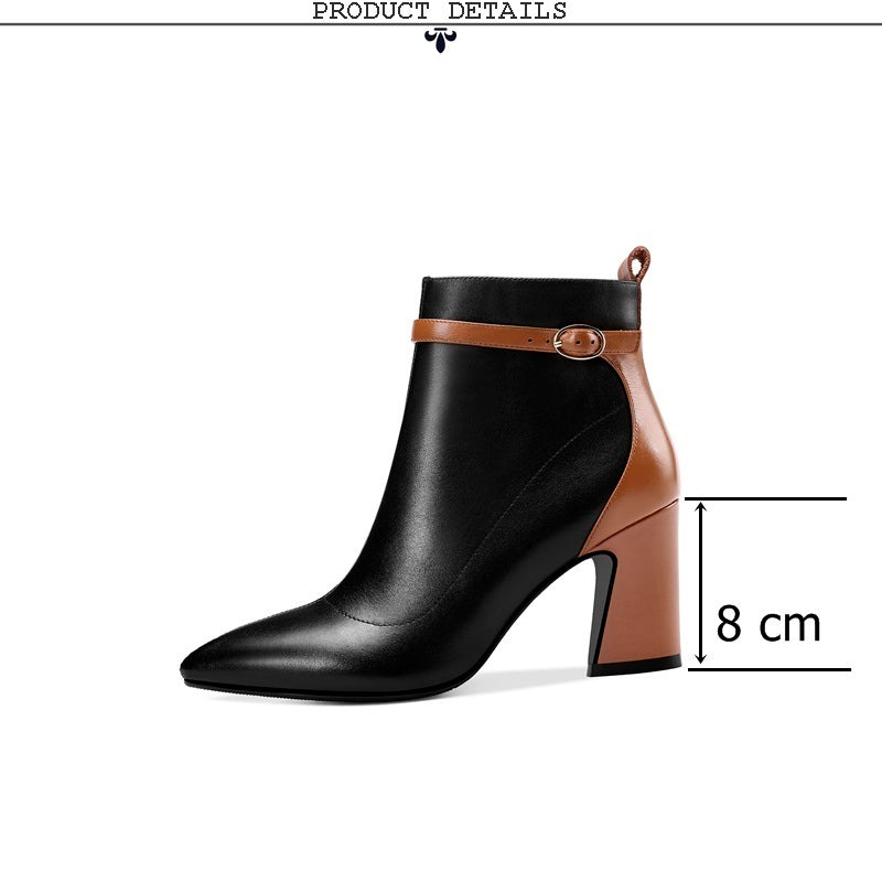 newest fashion mixed colors genuine leather winter ankle boots pointed toe super high strange style zipper shoes women - LiveTrendsX