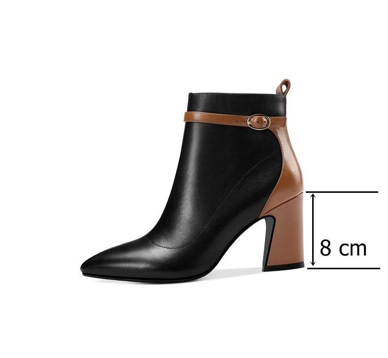 newest fashion mixed colors genuine leather winter ankle boots pointed toe super high strange style zipper shoes women - LiveTrendsX