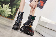 Load image into Gallery viewer, Spring Autumn Winter Women Rivet Chic Metal Chain Buckle Belt Short Equestrian Boots Lady Platform Ankle Knight Boots - LiveTrendsX
