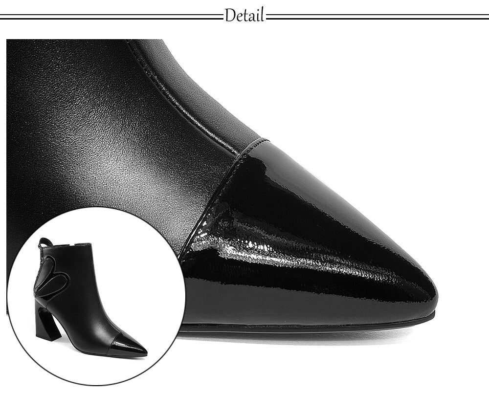 Fashion Design Boots Special Square Heel High Quality Genuine Leather Sexy Pointed Toe Shoes New Women's Boots - LiveTrendsX