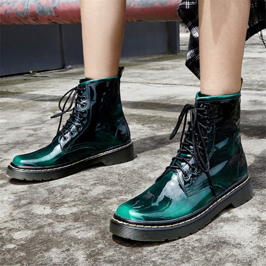 Women's Female Ankle Boots Shoes Winter Spring Genuine Leather Lace Up Shoes Punk Plus Riding Equestr - LiveTrendsX