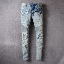 Load image into Gallery viewer, Europen france brand Men&#39;s denim trousers jeans pants Slim Straight gentleman jeans blue stripe jeans pants for men 979 - LiveTrendsX
