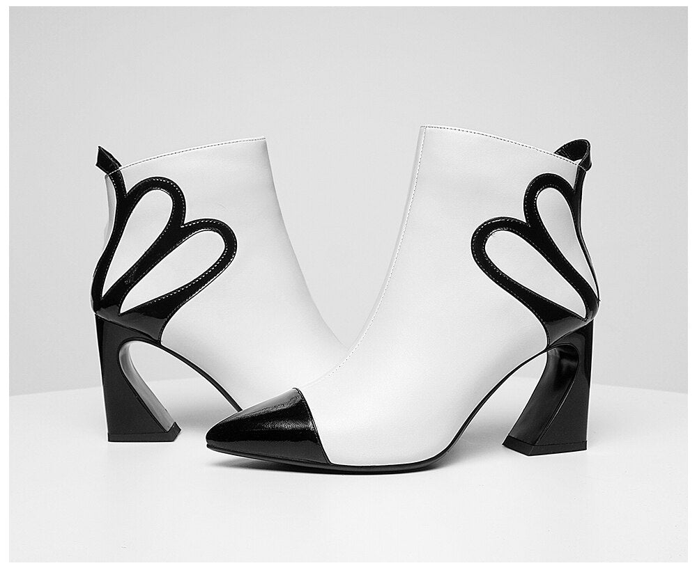 Fashion Design Boots Special Square Heel High Quality Genuine Leather Sexy Pointed Toe Shoes New Women's Boots - LiveTrendsX