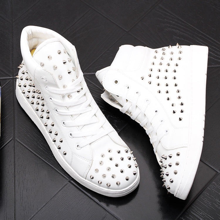 Men Fashion Causal Ankle Boots Spring Autumn Rivets Punk Style High Top Sneakers Men Charm Trending Leisure Shoes - LiveTrendsX